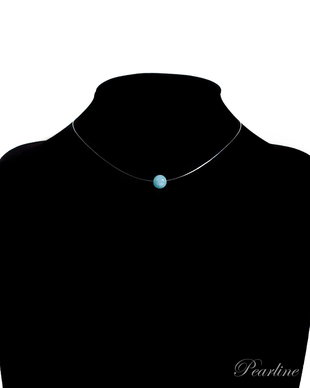 Choker transparent, Piatra Semipretioasa, albastru deschis, Angelit, 8mm