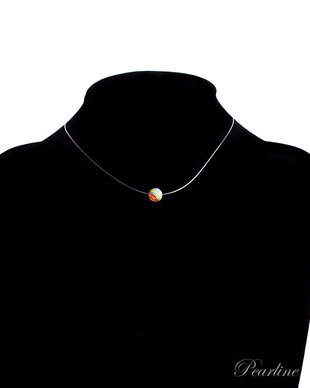 Choker transparent, Piatra Semipretioasa, galben cu albastru si rosu, Compozit, 8mm