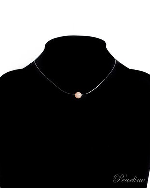 Choker transparent, Piatra Semipretioasa, bej, Piatra lunii, 8mm