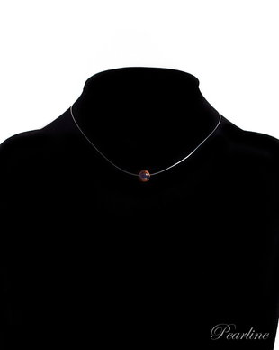 Choker transparent, Piatra Semipretioasa, caramiziu cu bleumarin, Piatra soarelui, 8mm