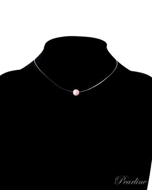 Choker transparent, Piatra Semipretioasa, roz, Ochi de pisica, 8mm