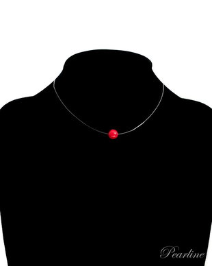 Choker transparent, Piatra Semipretioasa, Rosu, Coral,  8 mm