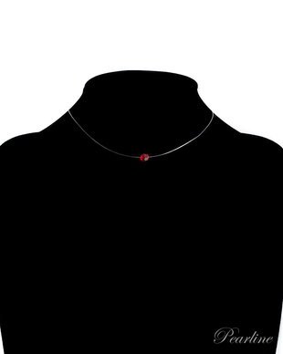 Choker transparent, cristal Swarovski, rosu, 6mm