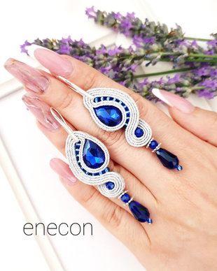 Cercei albastri-argintii soutache