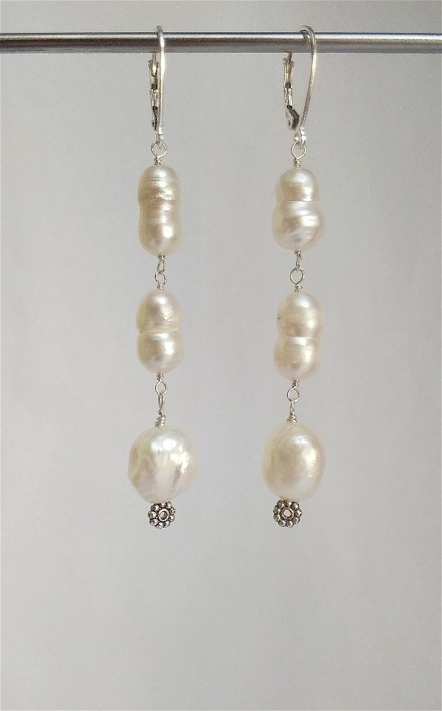 Cercei Perle albe mari