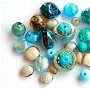 Mix margele Murano cal. a ll-a, Turquoise Gold, 80 g (cod 1800)