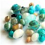 Mix margele Murano cal. a ll-a, Silver Turquoise, 90 g (cod 1818)