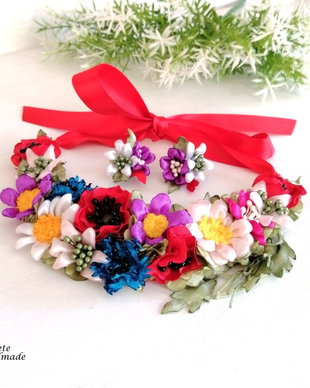 Set bijurterii cu flori textile