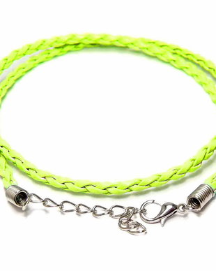Snur din imitatie de piele, 42 cm, verde fosforescent