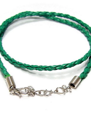 Snur din imitatie de piele, 42 cm, verde