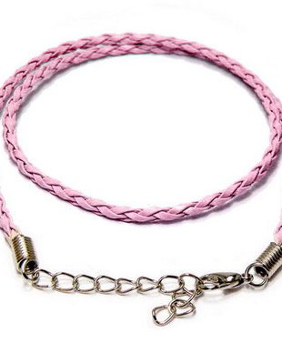 Snur din imitatie de piele, 42 cm, roz