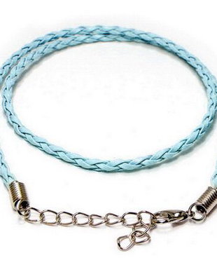 Snur din imitatie de piele, 42 cm, bleu