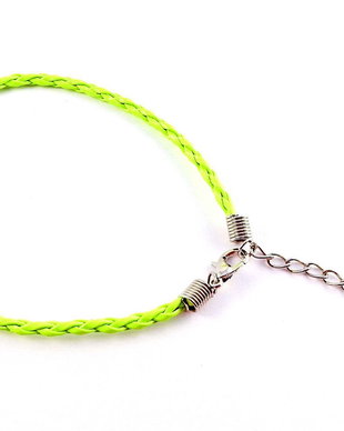 Snur din imitatie de piele pentru bratari, 20 cm, verde fosforescent