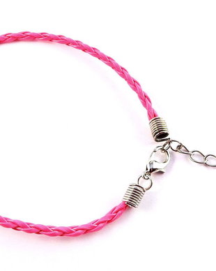 Snur din imitatie de piele pentru bratari, 20 cm, siclam