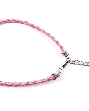 Snur din imitatie de piele pentru bratari, 20 cm, roz