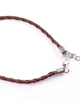 Snur din imitatie de piele pentru bratari, 20 cm, maro
