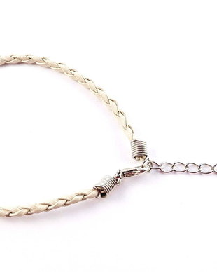 Snur din imitatie de piele pentru bratari, 20 cm, crem