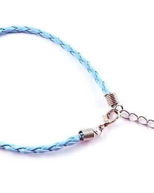 Snur din imitatie de piele pentru bratari, 20 cm, bleu