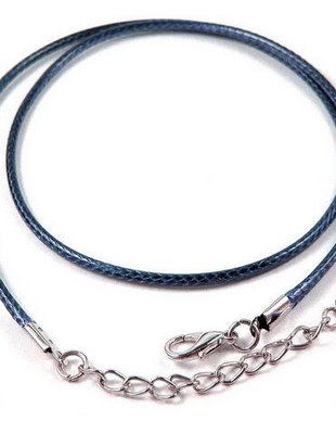 Snur din ata din poliester cerata, 46 cm, bleumarin