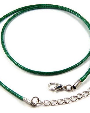 Snur din ata din poliester cerata, 46 cm, verde inchis