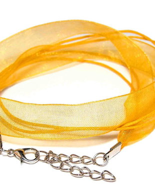 Snur din organza si ata cerata, 415x6 mm, portocaliu