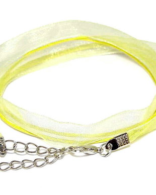 Snur din organza si ata cerata, 415x6 mm, galben deschis
