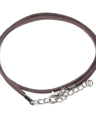 Snur din faux suede, 49 cm, maro inchis