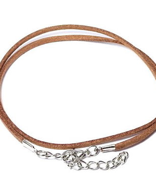 Snur din faux suede, 49 cm, maro