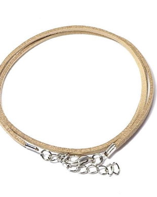 Snur din faux suede, 49 cm, bej