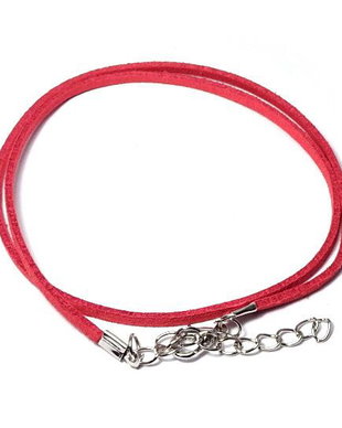 Snur din faux suede, 49 cm, rosu