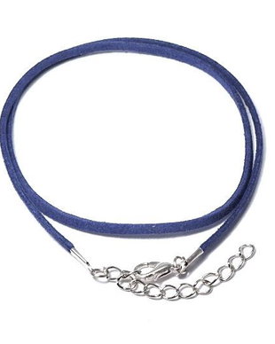 Snur din faux suede, 49 cm, albastru