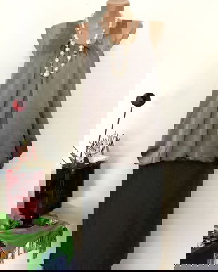 Set fusta bluza gri satinat