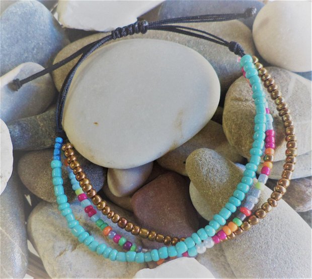 Bratara handmade din margele de nisip multicolore,pentru mana sau glezna