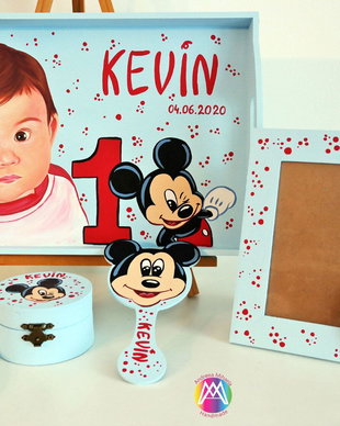 Set Mot cu Portretul sarbatoritului pictat si Mickey Mouse