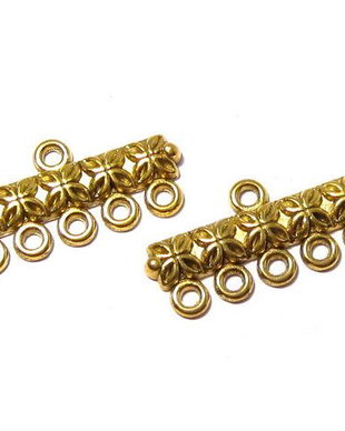 Link din aliaj metalic, auriu antichizat, 11x25 mm