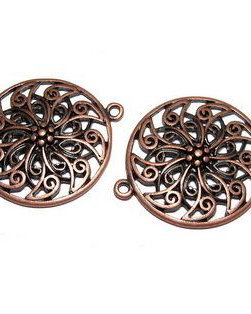 Link din aliaj metalic, cupru, 39x31 mm