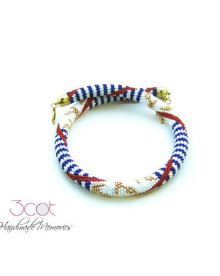 Colier handmade, crosetat cu margele de nisip - Navy Style
