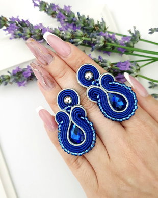 Cercei Blue Royal, Cercei soutache, Cercei pe lob