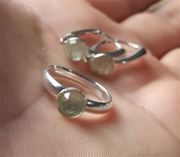 Set inel si cercei din argint 925 si prehnit natural