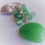 Breloc handmade cu pietre de aventurin si charm inima din argint tibetan