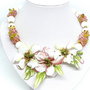Colier magnolii cu cherry cuart,jad olive si compozit