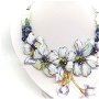 Colier floral cu lapis lazuli ,jad si opalit
