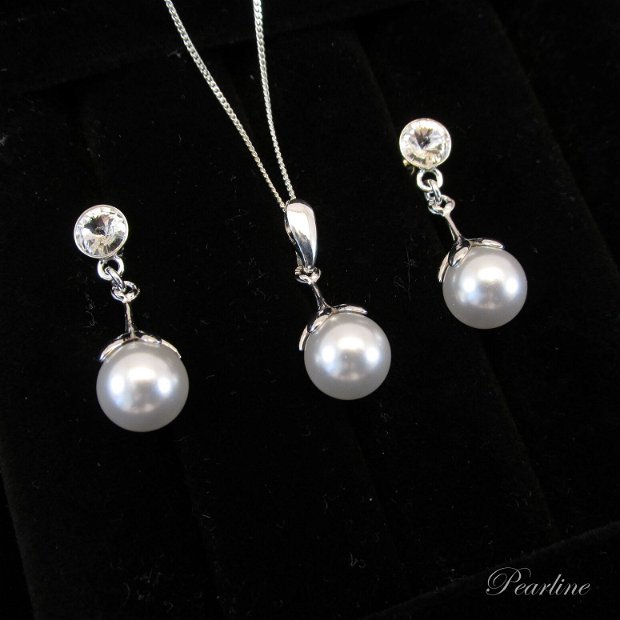 Set din argint cu perle  Flower Pearls
