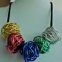 Colier handmade din sarma si snur de bumbac - colored wire