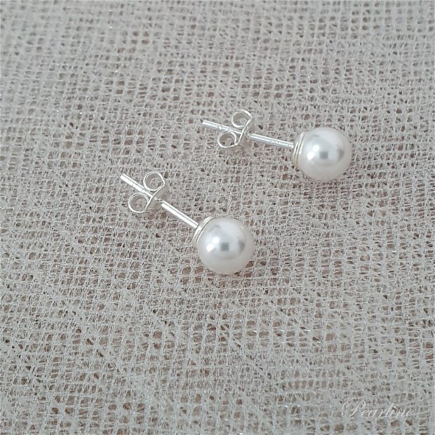 Cercei argint cu perle bobite 6 mm