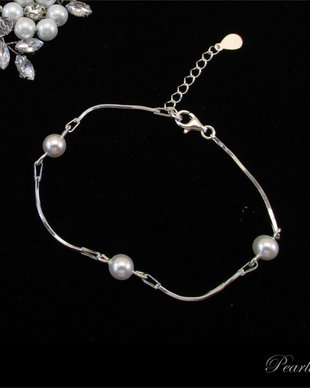 Bratara argint tip lantisor Trio Swarovski Pearls