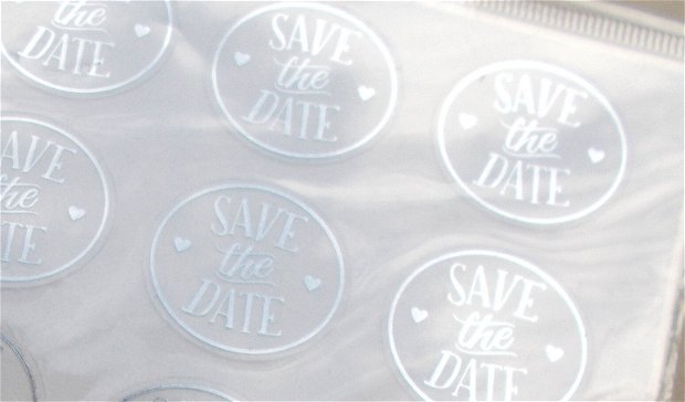 Stickere - Save the date -  transparente + argintiu    -  20 buc