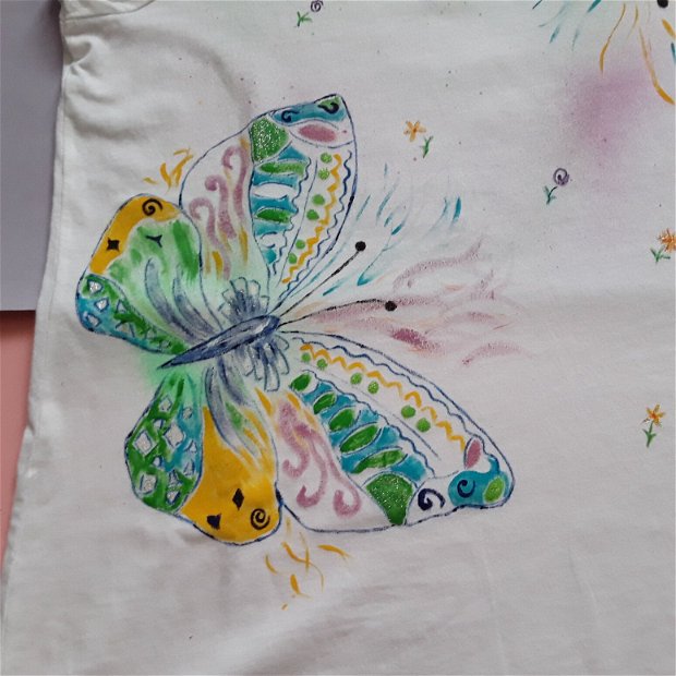 Tricou dama pictat manual butterfly