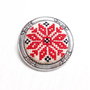 Brosa cu broderie manuala - motive traditionale  pe panza taraneasca