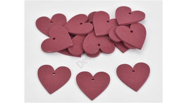 Figurine din lemn- inimioare rosu inchis 4 cm- 4191R